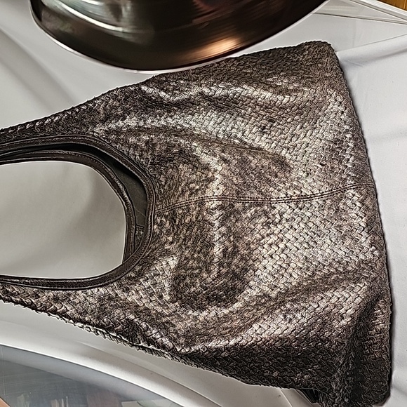 Langellotti Boa Embossed Bronze Italian Leather Shoulder Bag - Picture 3 of 10